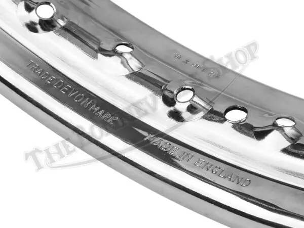 BSA A50 A65 Rim WM2-19 Rear QD Hub .250" Holes Devon Valtru Chrome 1965-1966 UK-Made PN# 67-6005 CE 65-6306