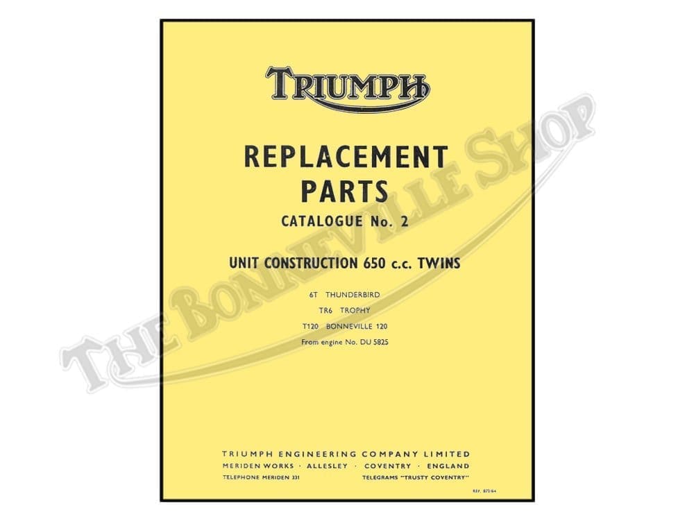 1964 Triumph T120 Bonneville Thunderbird, TR6 Trophy Parts BookBuy