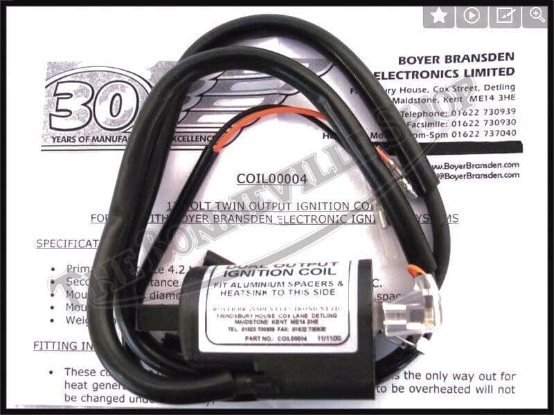 BOYER IGNITIONS DUAL LEAD COIL BY BOYER. 12V, 4.2 OHM. PN TBS3586