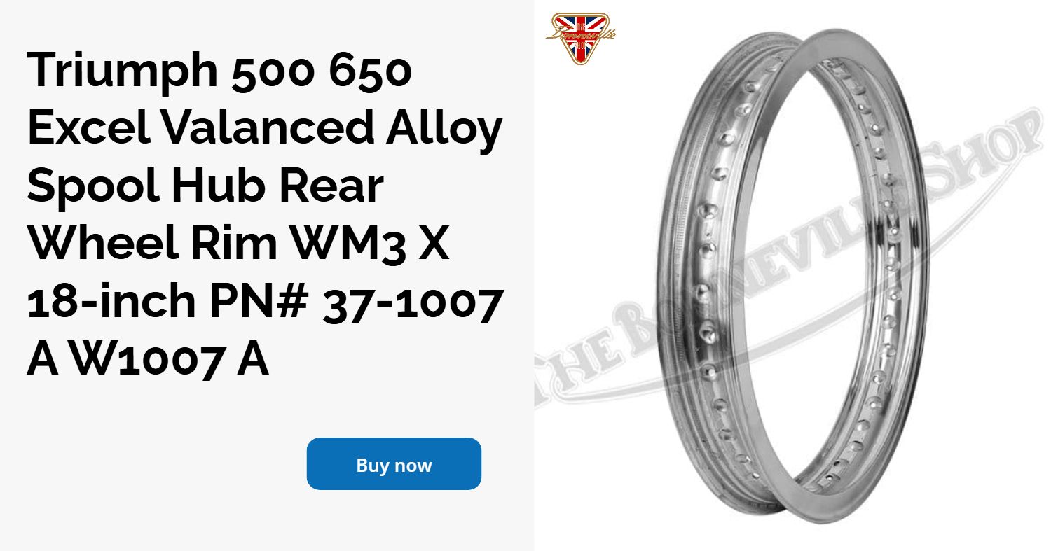 Triumph Vallanced Spool Hub Rear Wheel Rim 37-1007 Alloy