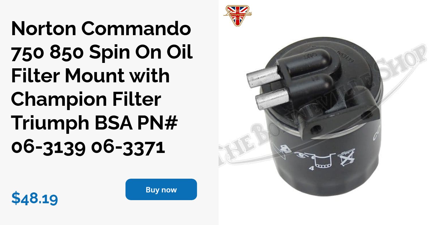 Norton Spin On Oil Filter Mount With Champion Filter Triumph BSA
