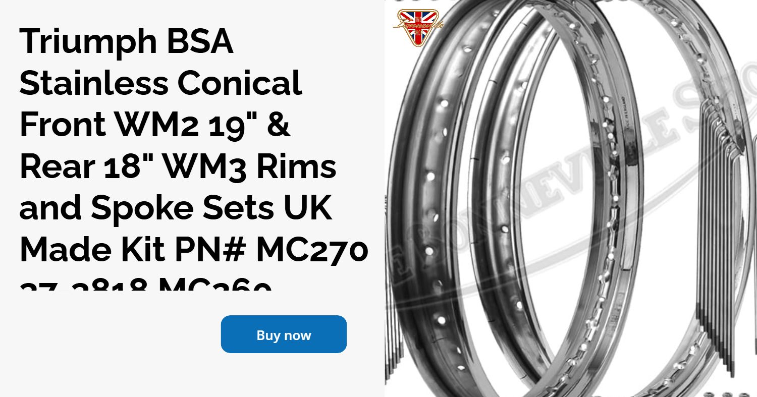 Buy Triumph BSA Stainless Conical WM2 19 And 18 WM3 Rims And Spoke Sets ...